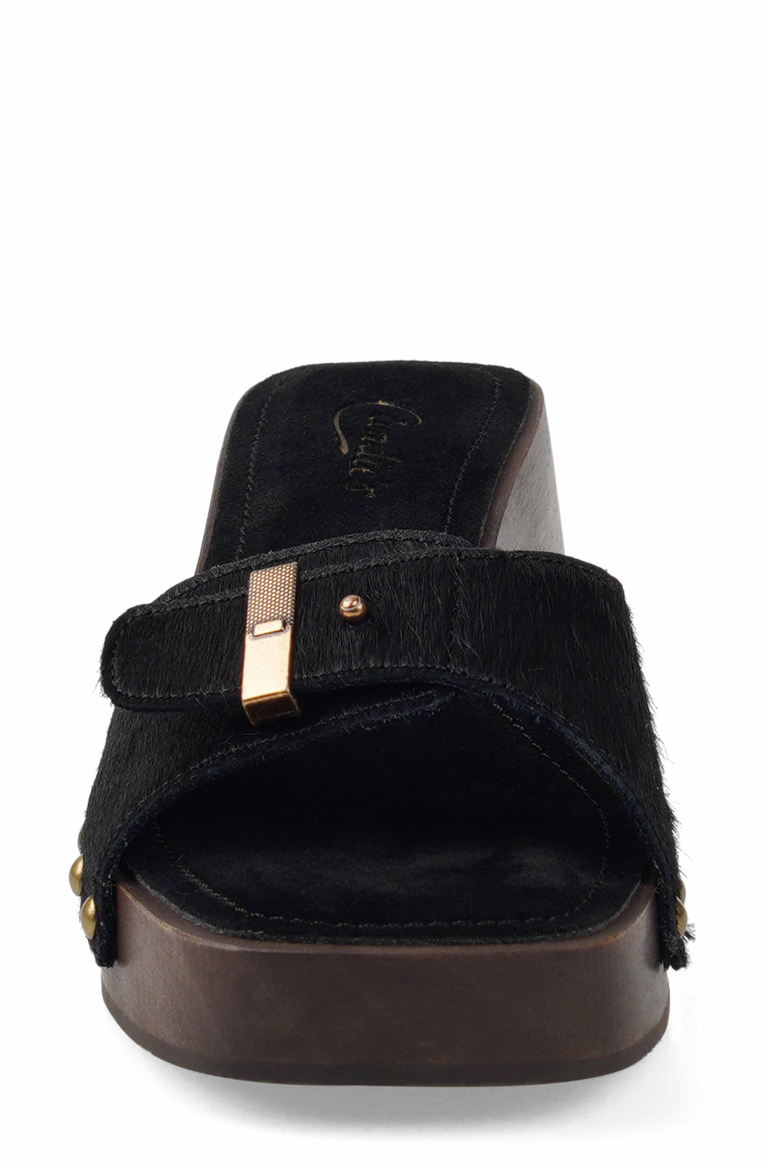 Candie's Shanda Platform Slide Sandal, Alternate, color, Black Leather