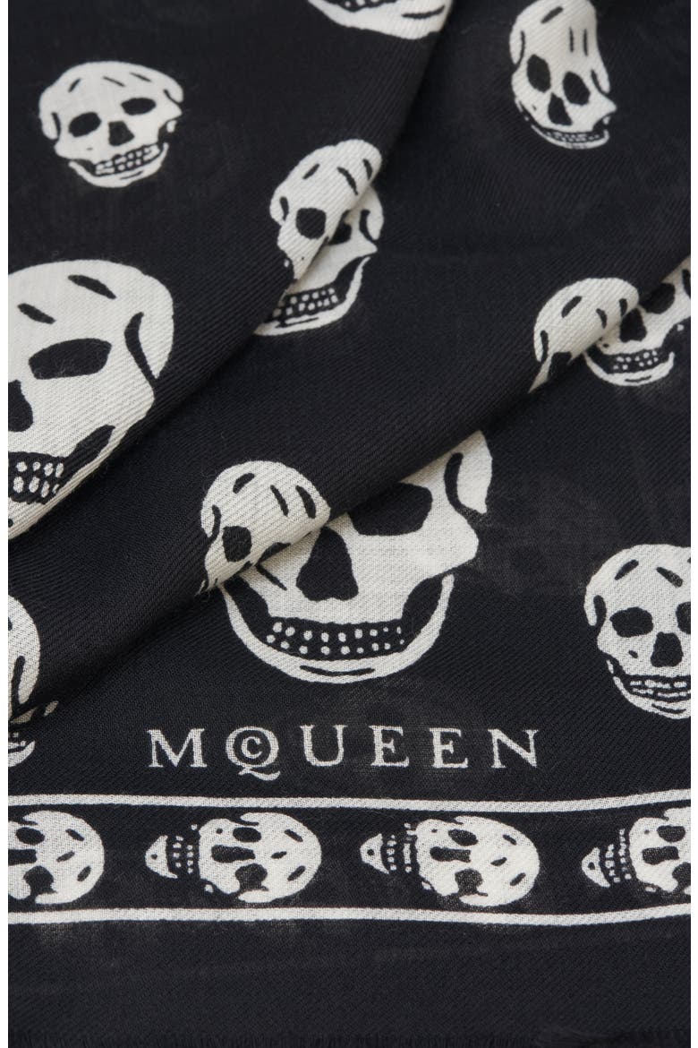 Alexander McQueen Skull Silk Scarf, Alternate, color, BLACK/ IVORY