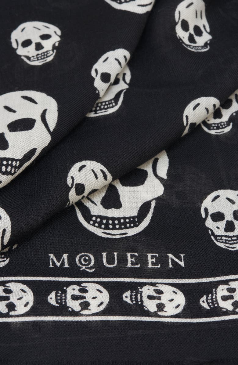 McQueen Alexander McQueen Skull Silk Scarf, Alternate, color, Black/ Ivory