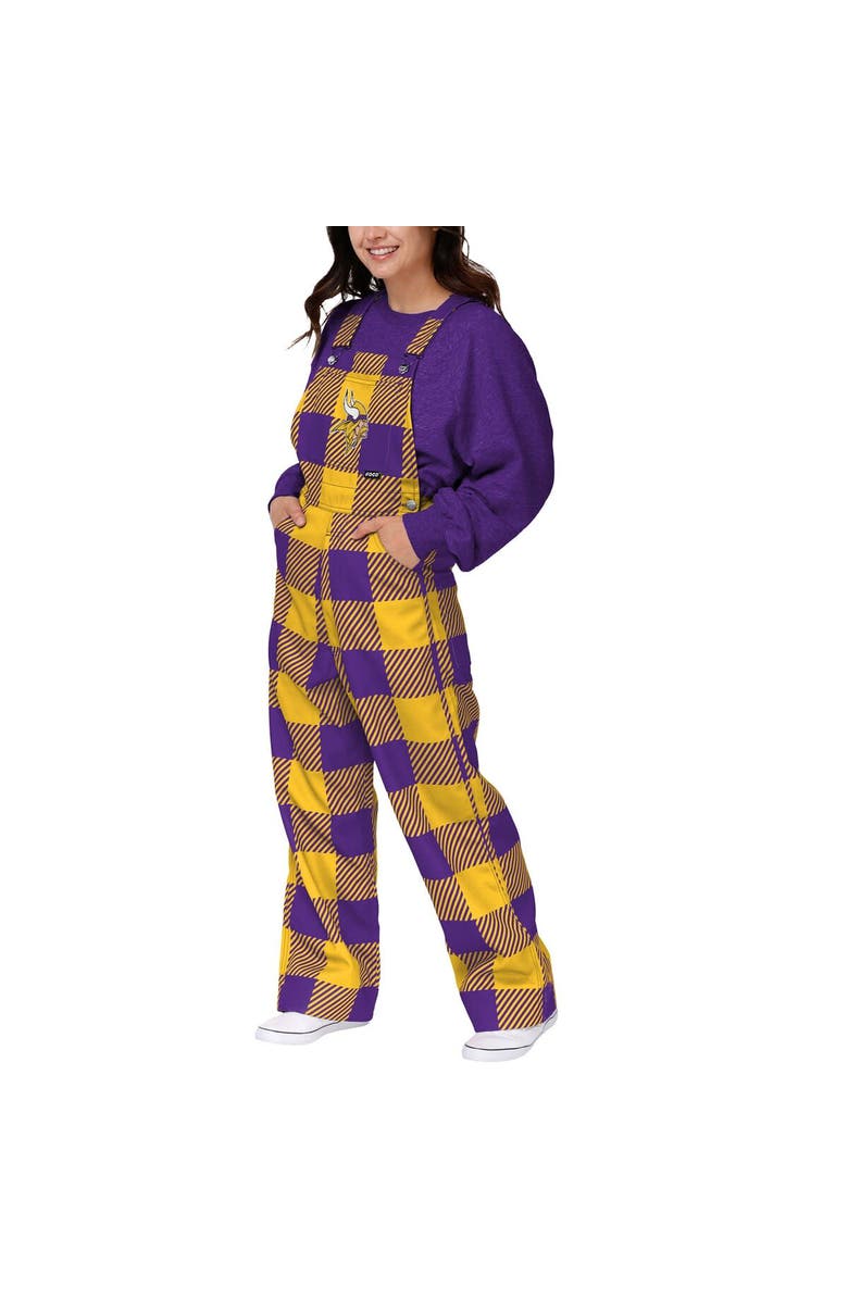 FOCO Women's FOCO Purple Minnesota Vikings Big Logo Plaid Overalls, Main, color,