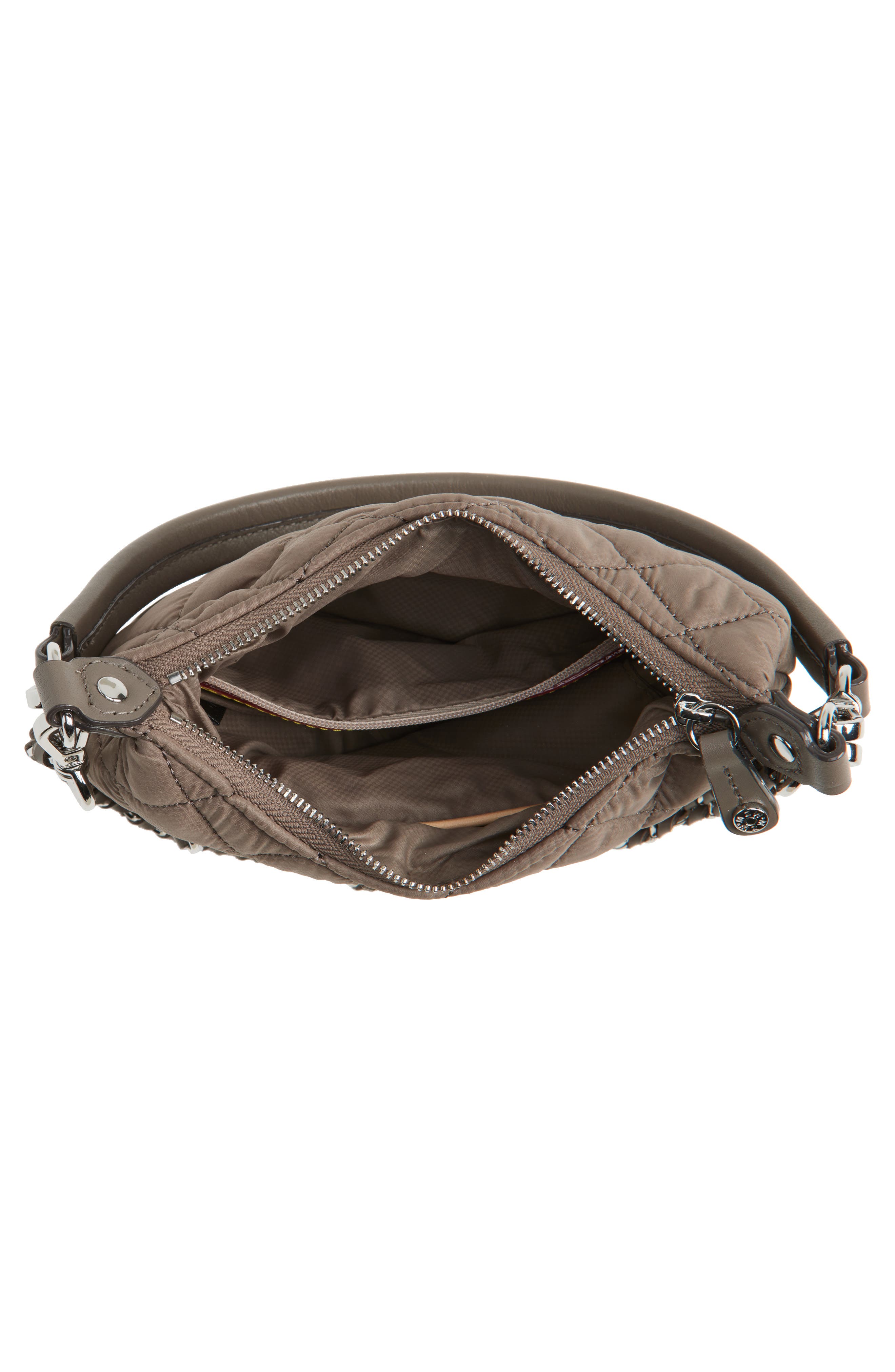 MZ Wallace Mini Crosby Sienna Quilted Nylon Shoulder Bag, Alternate, color, Morning Dove