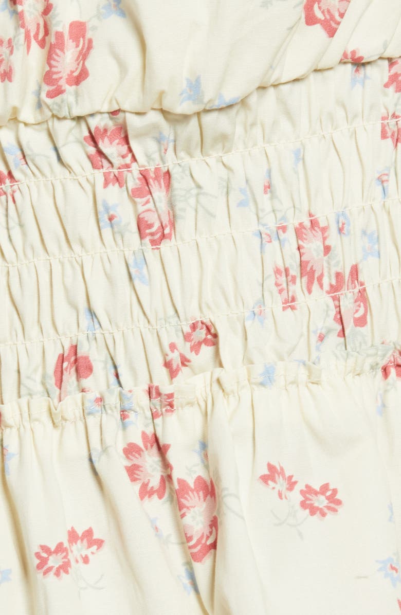 WAYF Lucian Floral Smocked Waist Top, Alternate, color, Ivory Whisper Floral