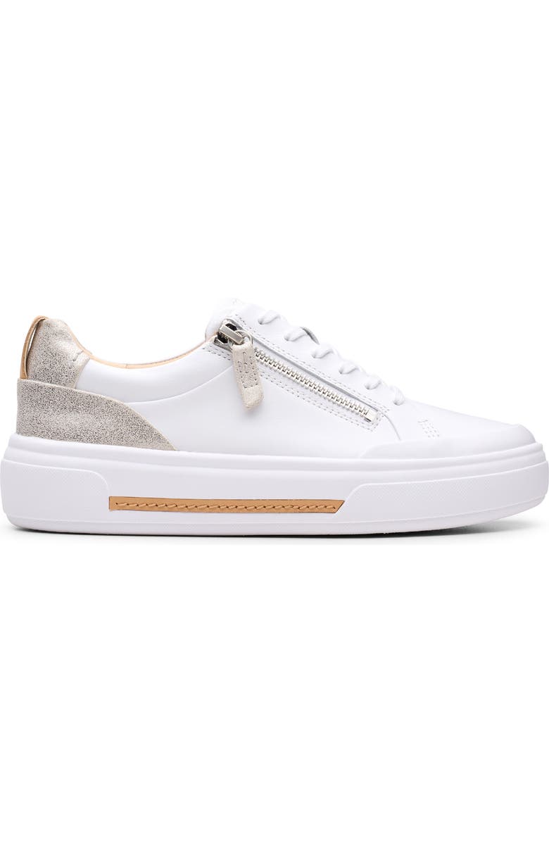 Clarks<sup>®</sup> Hollyhock Zip Platform Sneaker, Alternate, color, White/ Silver