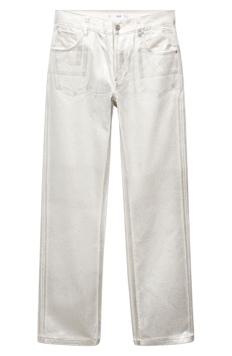MANGO Metallic Straight Leg Jeans, Alternate, color, 