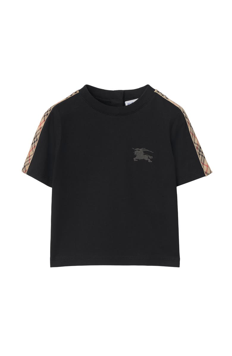 Burberry Check Trim Cotton T-shirt, Main, color, Black