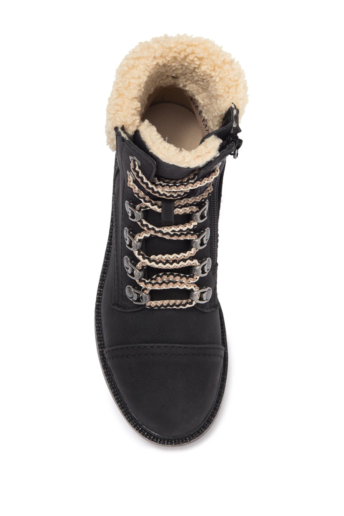 REPORT Faux Shearling Block Heel Combat Boot, Alternate, color, 