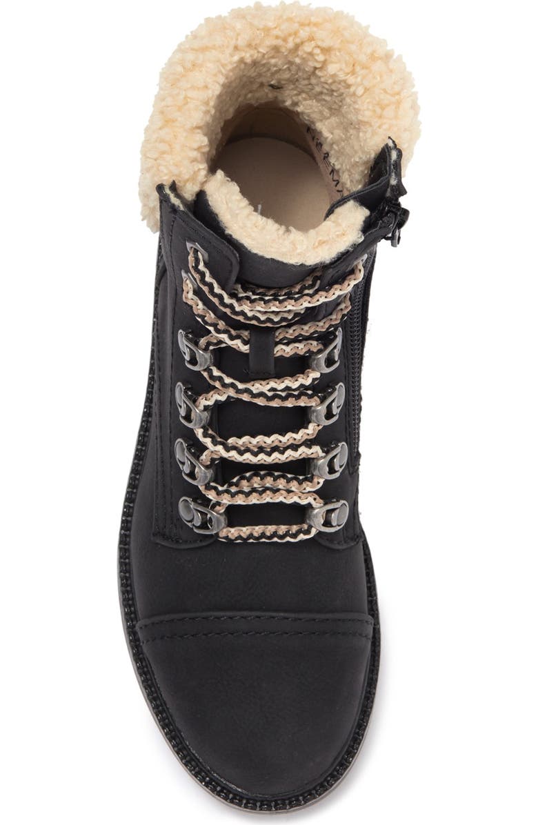 REPORT Faux Shearling Block Heel Combat Boot, Alternate, color,