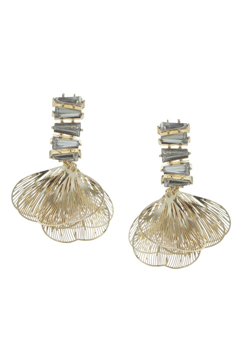 Venezia Drop Earrings, Main, color, GOLD / CLEAR