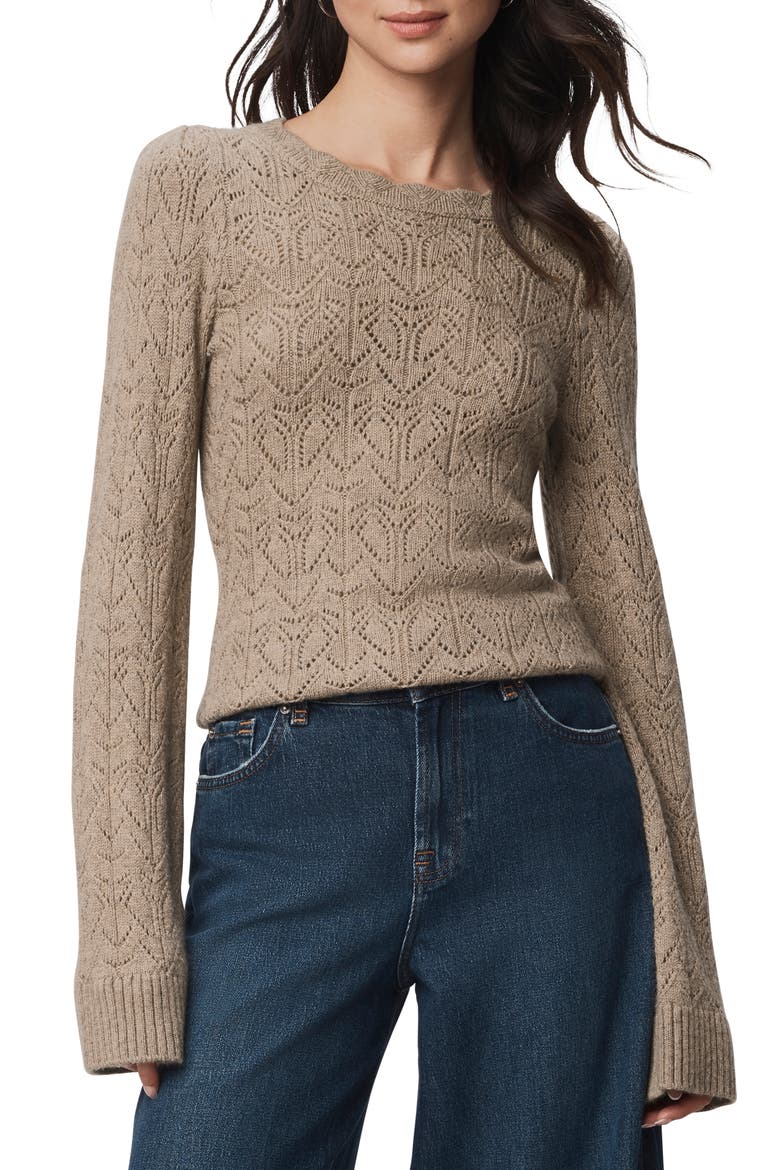 Rose Open Stitch Sweater, Main, color, LIGHT CEDAR BEIGE HEATHER