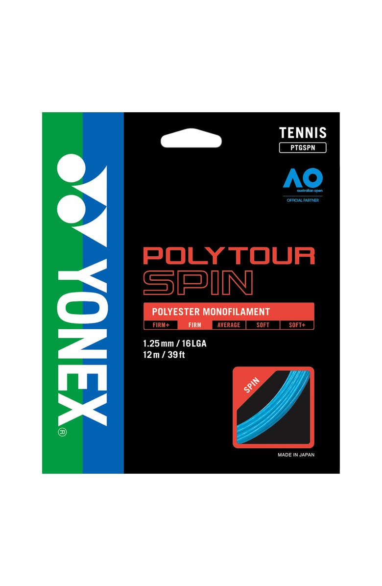 YONEX Poly Tour Spin 125 16L Black Tennis String, Main, color, Black