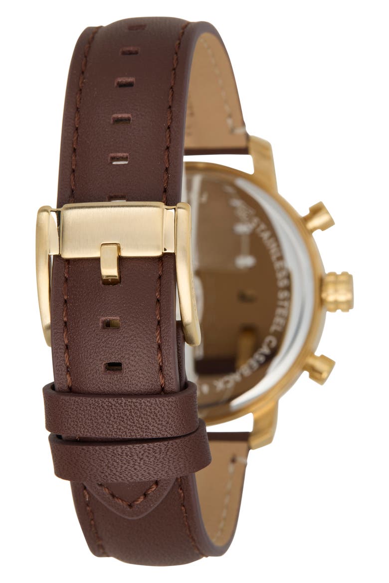 Rhett Leather Strap Watch, 43mm, Alternate, color, GOLD
