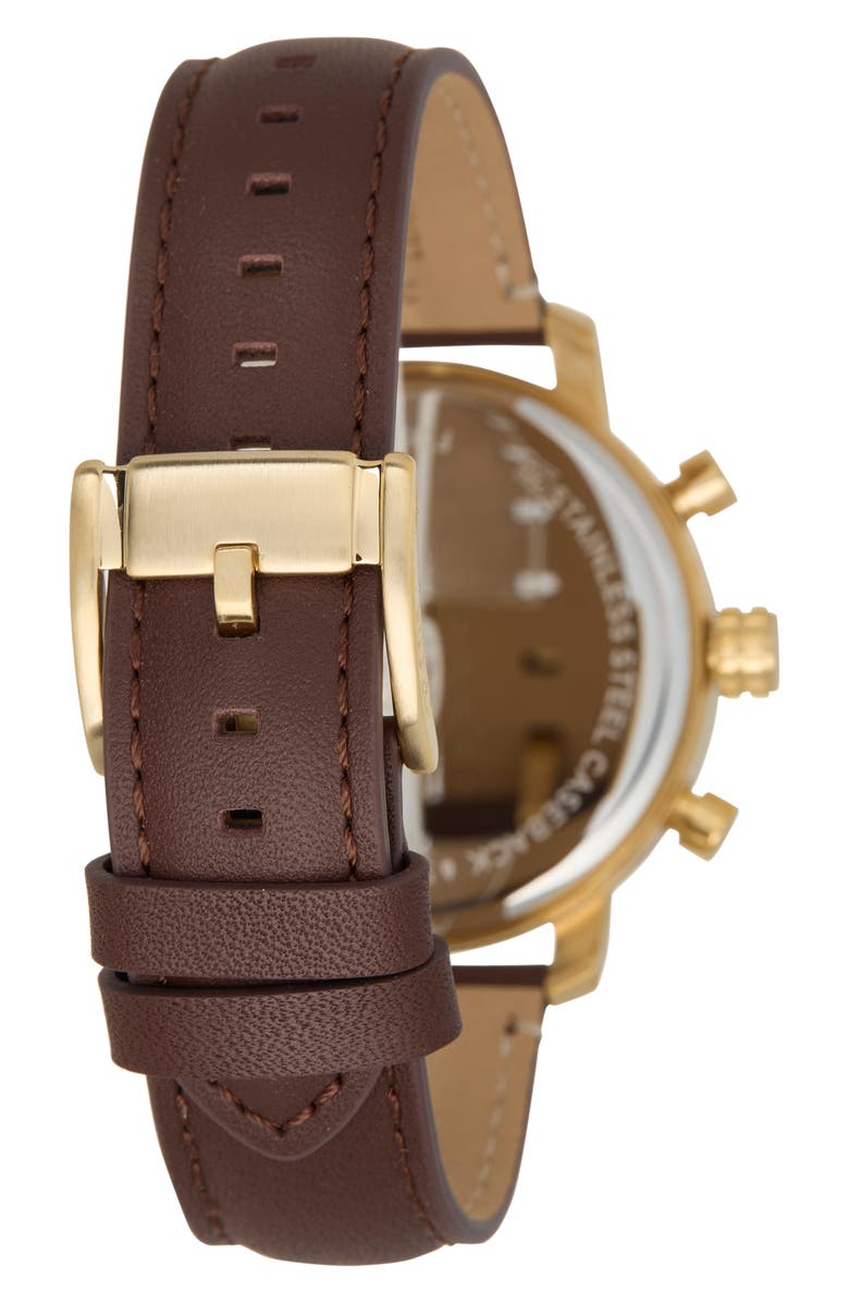 Fossil Rhett Leather Strap Watch, 43mm, Alternate, color, Gold