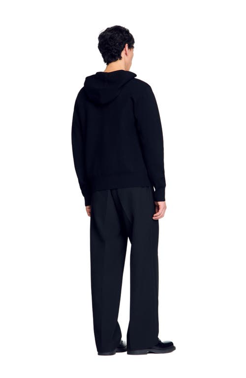 Sandro Zip-up Cardigan With Snake Detail In Black