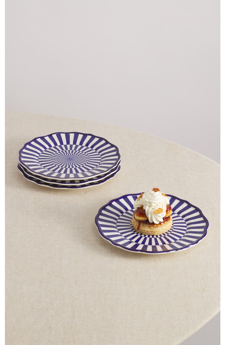 Maison Madison Home Riviera 9'' Dessert Plate Set of 4, Alternate, color, Blue/Geometric