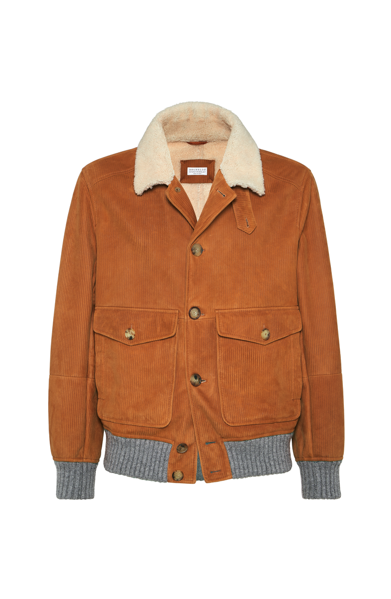 Brunello Cucinelli Suede shearling aviator jacket, Main, color, Whiskey