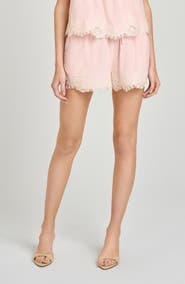 WAYF Wendy Lace Detail Satin Shorts