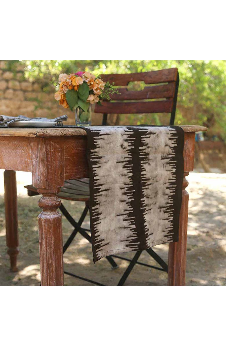 Ichcha Neutral Block Print Table Runner, Alternate, color, Black