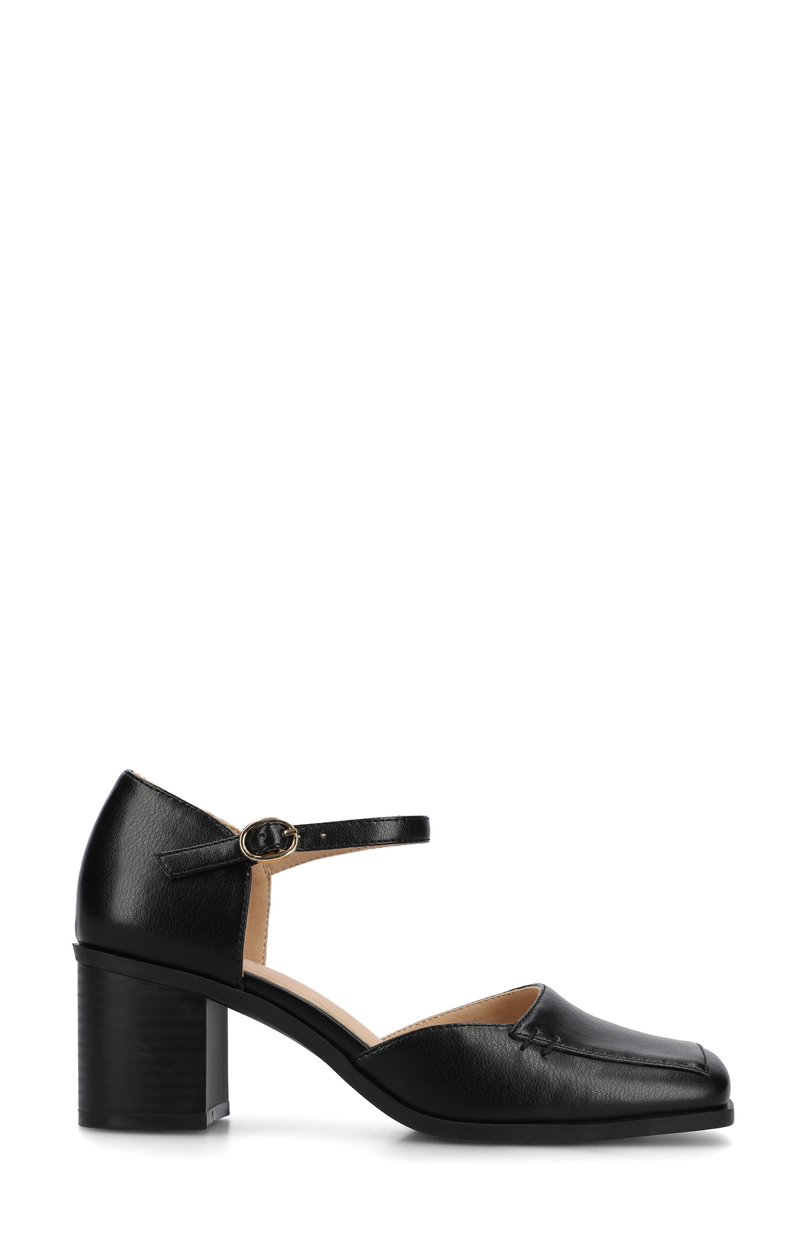 Journee Collection Evangeline Block Heel Pump, Alternate, color, Black Pu