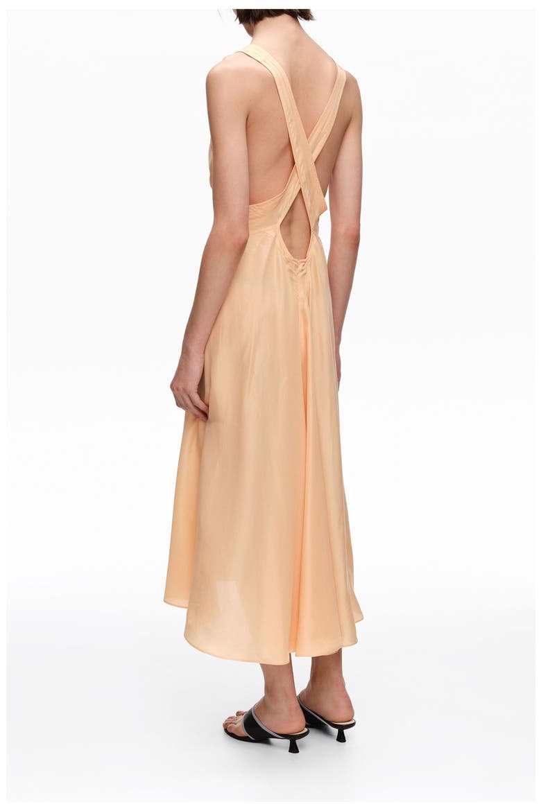 Silk Cross-Back Midi Dress, Alternate, color, ORANGE