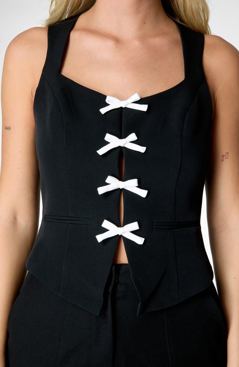 NASTY GAL Bow Front Backless Waistcoat, Alternate, color,