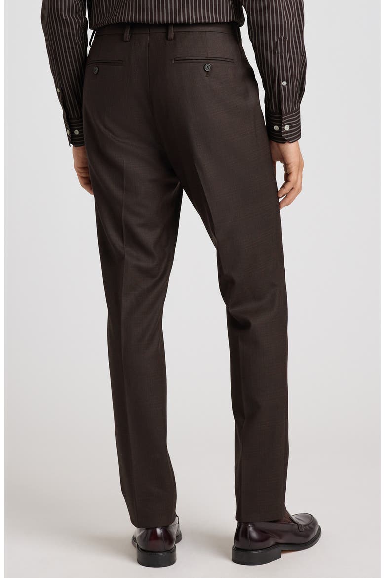 Weekday Warrior Slim Fit Flat Front Stretch Wool Dress Pants, Alternate, color, CHOCOLATE BROWN WINDOWPANE