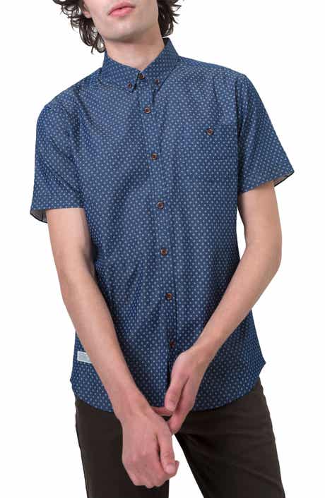 7 Diamonds Livewire Trim Fit Print Short Sleeve Woven Shirt