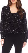 Karen Kane Metallic Drape Front Top