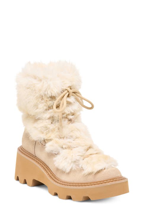 Hawkin Plush Faux Fur Trim Leather Bootie