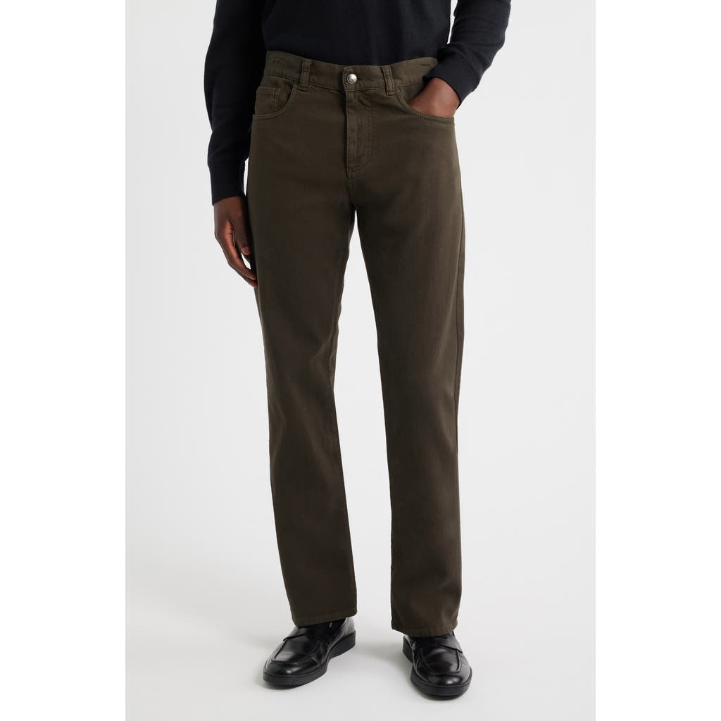 Canali Regular Fit Comfort Denim Jeans In Brown