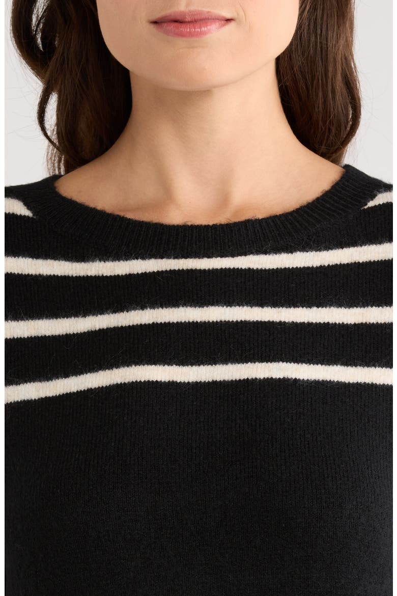 Stripe Short Sleeve Sweater Dress, Alternate, color, RICH BLACK