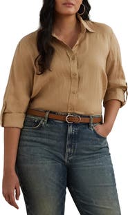 Lauren Ralph Lauren Karrie Tissue Linen Button-Up Shirt