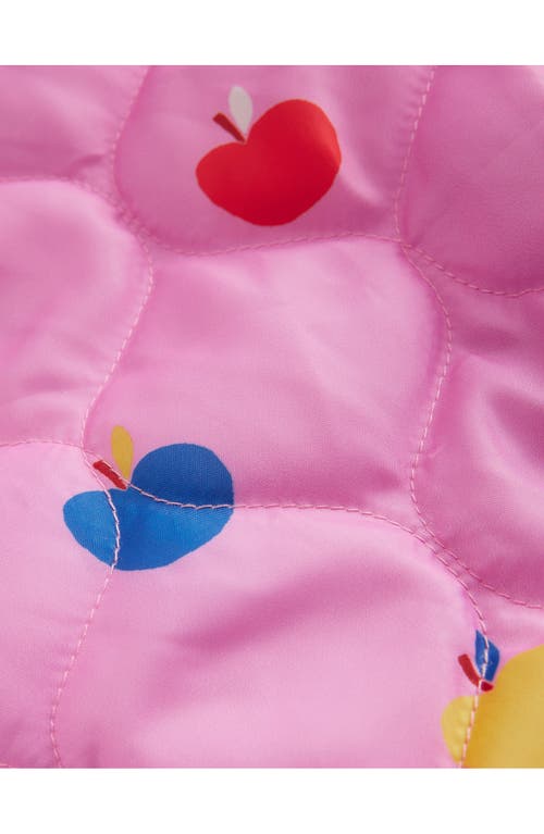 Mini Boden Longline Padded Coat College Navy Rainbow Fur Girls Boden