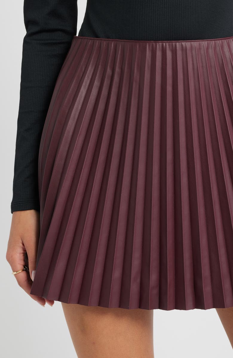 Open Edit Pleated Faux Leather Miniskirt, Alternate, color, 