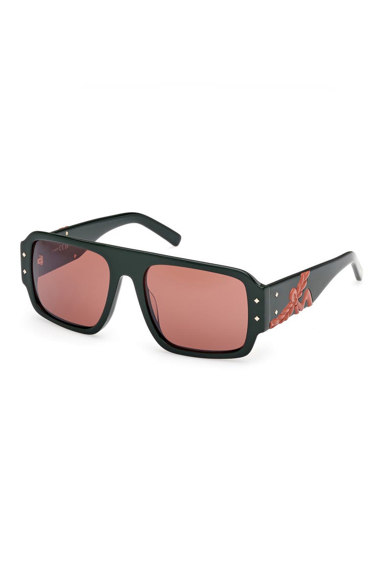 55mm Polarized Navigator Sunglasses, Alternate, color, SHINY DARK GREEN / ROVIEX
