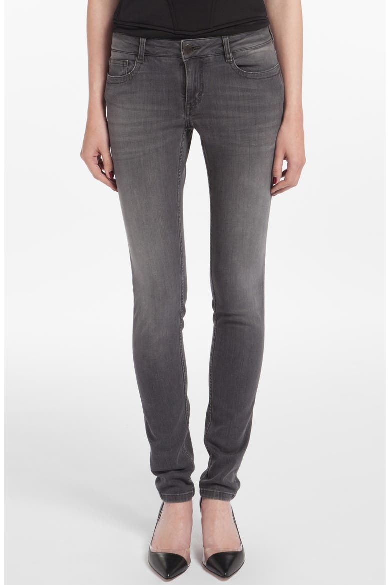 'Jaw' Embroidered Pocket Skinny Jeans, Main, color, GRIS FONCE