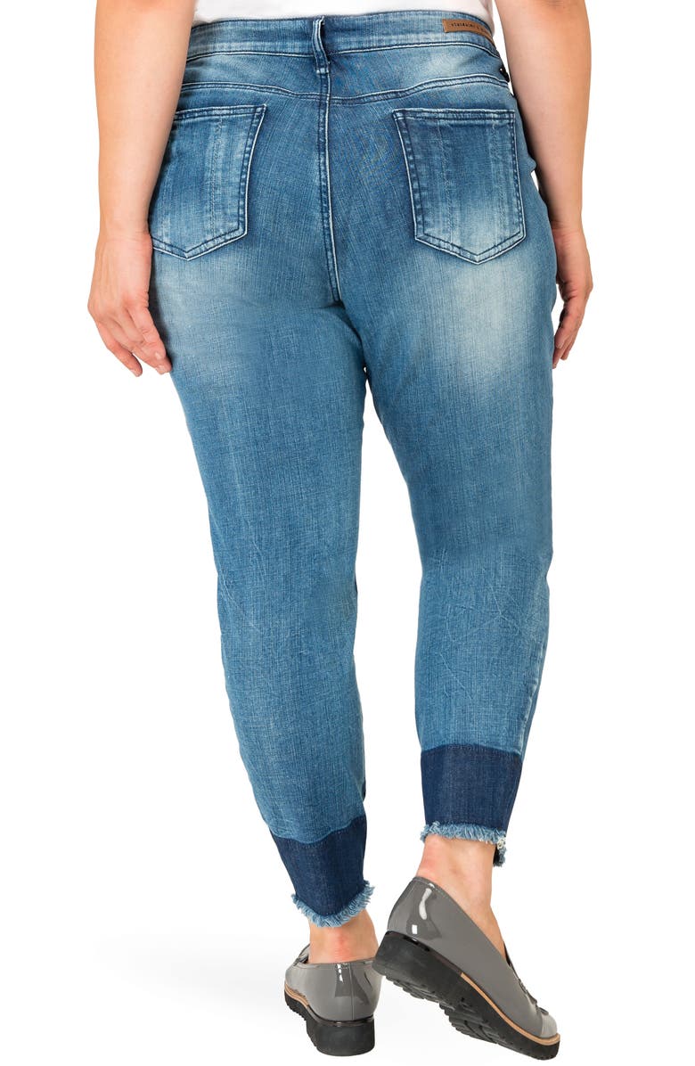 Standards & Practices Virginia Distressed Contrast Raw Hem Skinny Jeans, Alternate, color, 