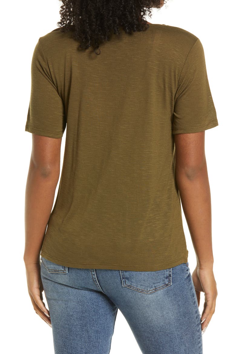 Embroidered Neck T-Shirt, Alternate, color, DARK OLIVE