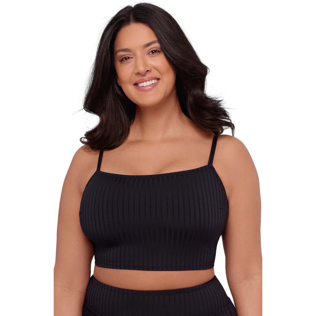 S3 Ribbed Squareneck Midkini Top In Black
