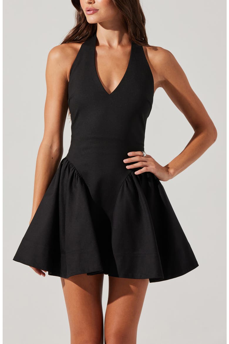 Meana Cotton Blend Halter Minidress, Alternate, color, BLACK