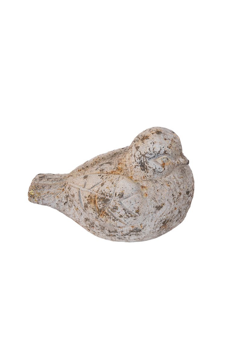 Vintage White Cement Sitting Bird Figurine 5.5", Alternate, color, Brown