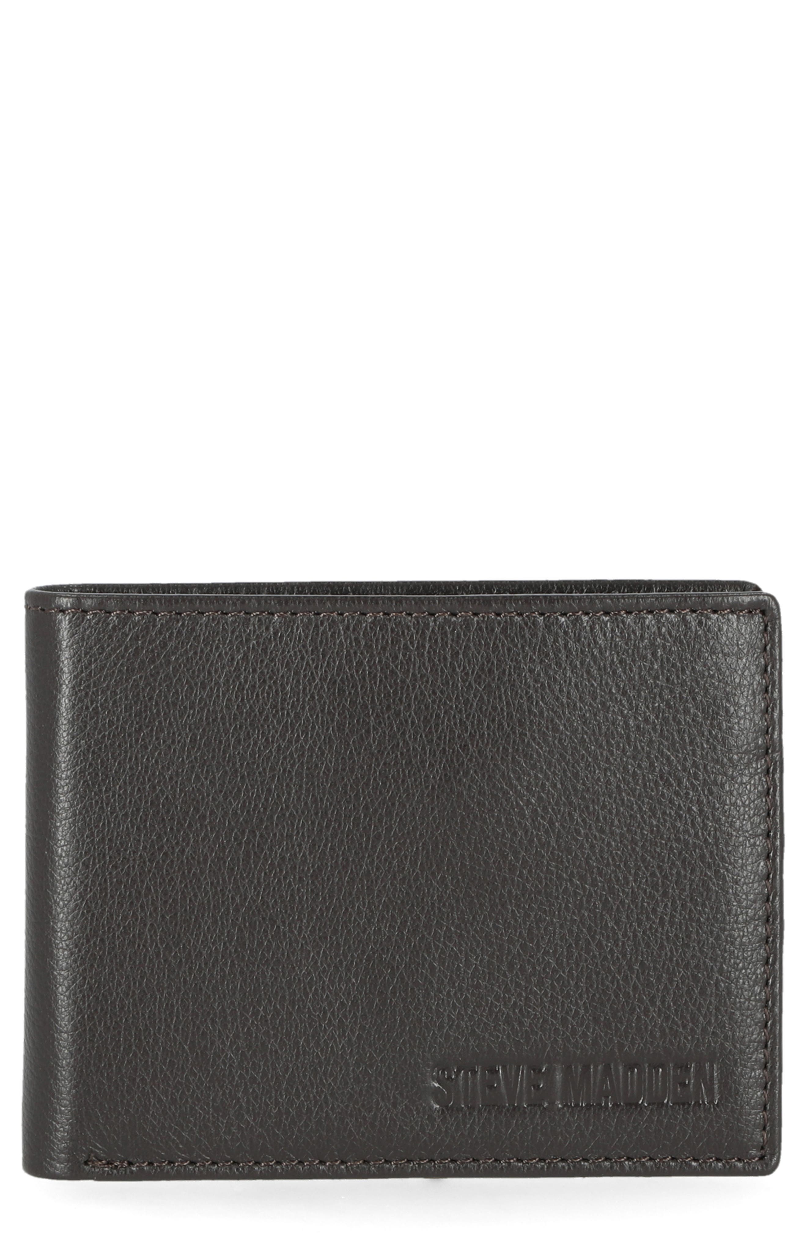 Textured Leather Bifold Passcase Wallet