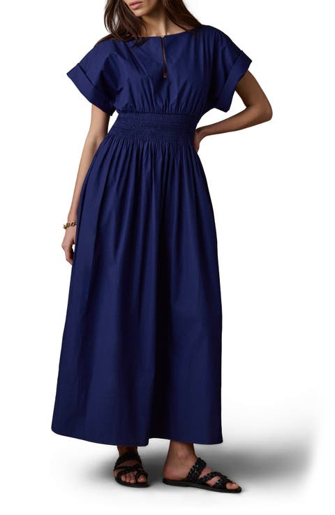 Elia Coastal Short Sleeve Organic Cotton Poplin Maxi Dress