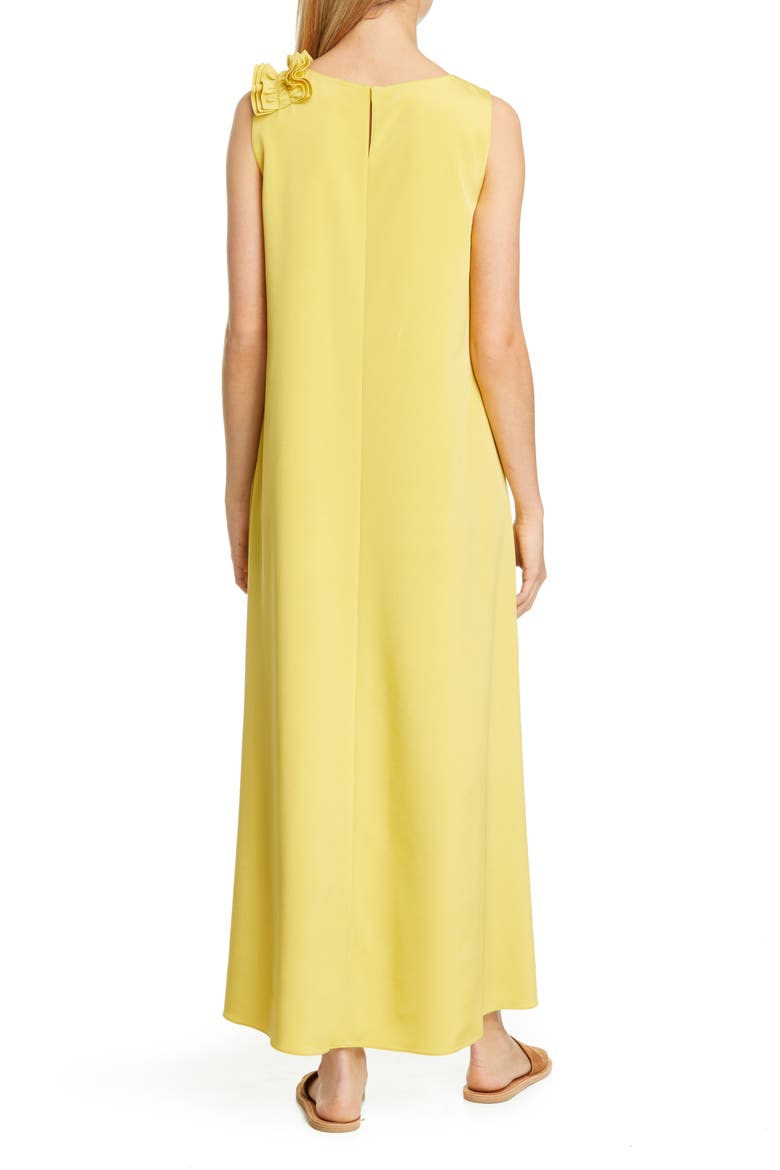 Francesca Ruffle Shoulder Stretch Silk Maxi Dress, Alternate, color, QUINCE