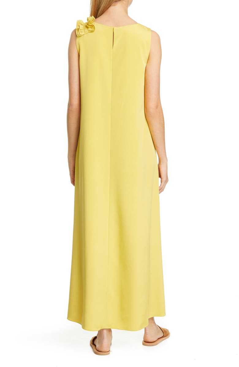 Lafayette 148 New York Francesca Ruffle Shoulder Stretch Silk Maxi Dress, Alternate, color,
