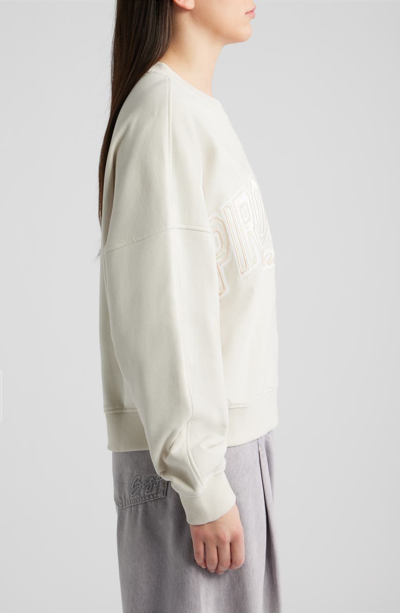 BOSS Orange Ever Embroidered Crewneck Cotton Sweatshirt, Alternate, color, Open White