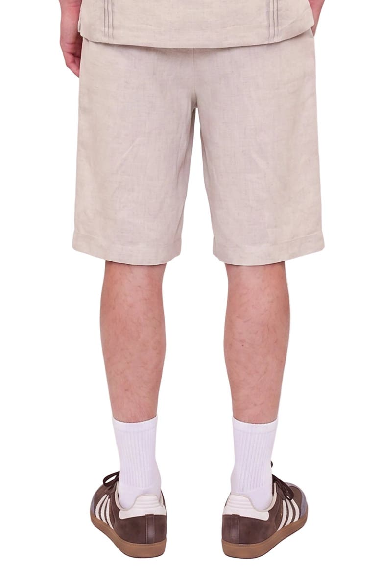 Daydreamers Linen Look Stitch Detail Shorts, Alternate, color, Beige