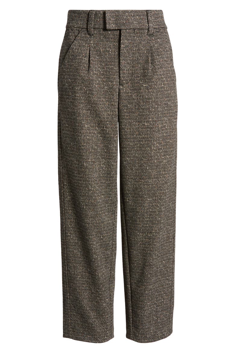 'Ab'Solution Skyrise Pleated Ankle Straight Leg Pants, Alternate, color, WHEAT/ BLACK