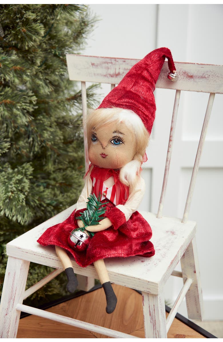 Gallerie II Kaitlin Girl Joe Spencer Gathered Traditions Christmas Art Doll Figure, Alternate, color, Red