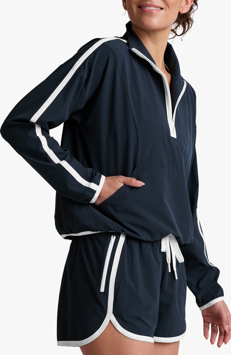 Beyond Yoga Course Contrast Half-Zip Pullover, Alternate, color, Nocturnal Navy/True