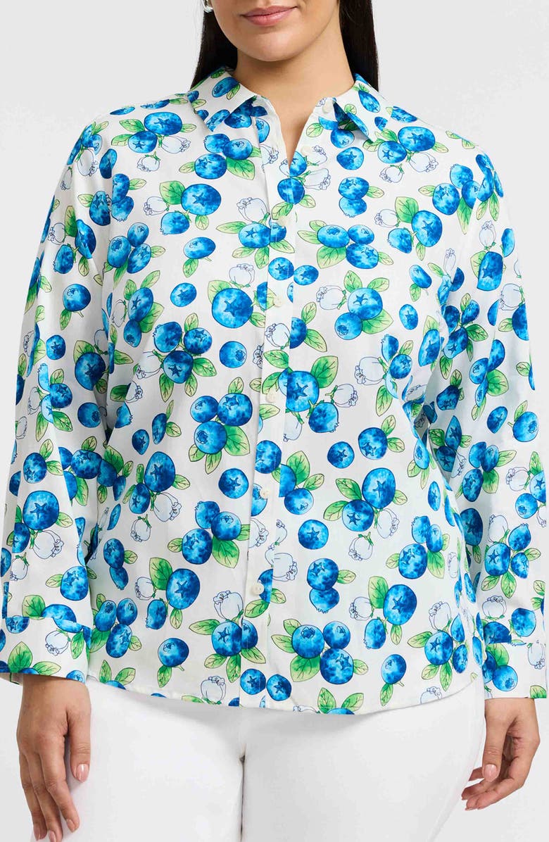 Foxcroft Hampton Print Non-Iron Button-Up Shirt, Main, color, 